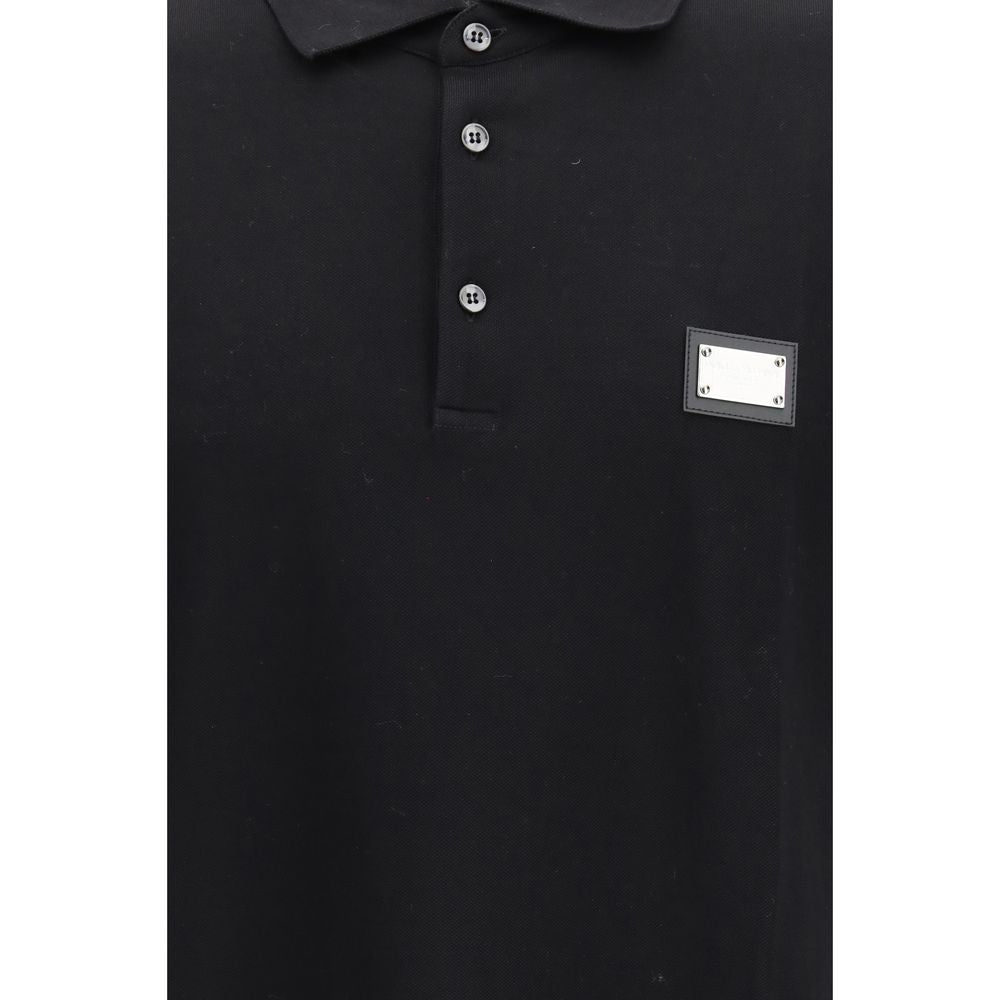 Dolce &amp; Gabbana Black Cotton Polo Shirt