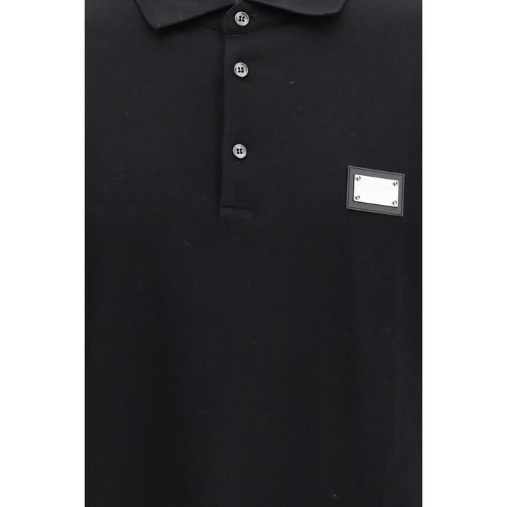 Dolce &amp; Gabbana Black Cotton Polo Shirt