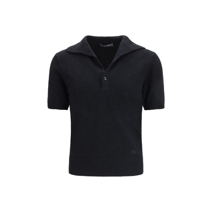 Dolce &amp; Gabbana Black Cotton Polo Shirt