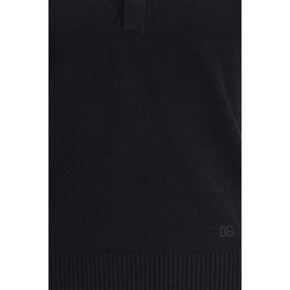 Dolce &amp; Gabbana Black Cotton Polo Shirt