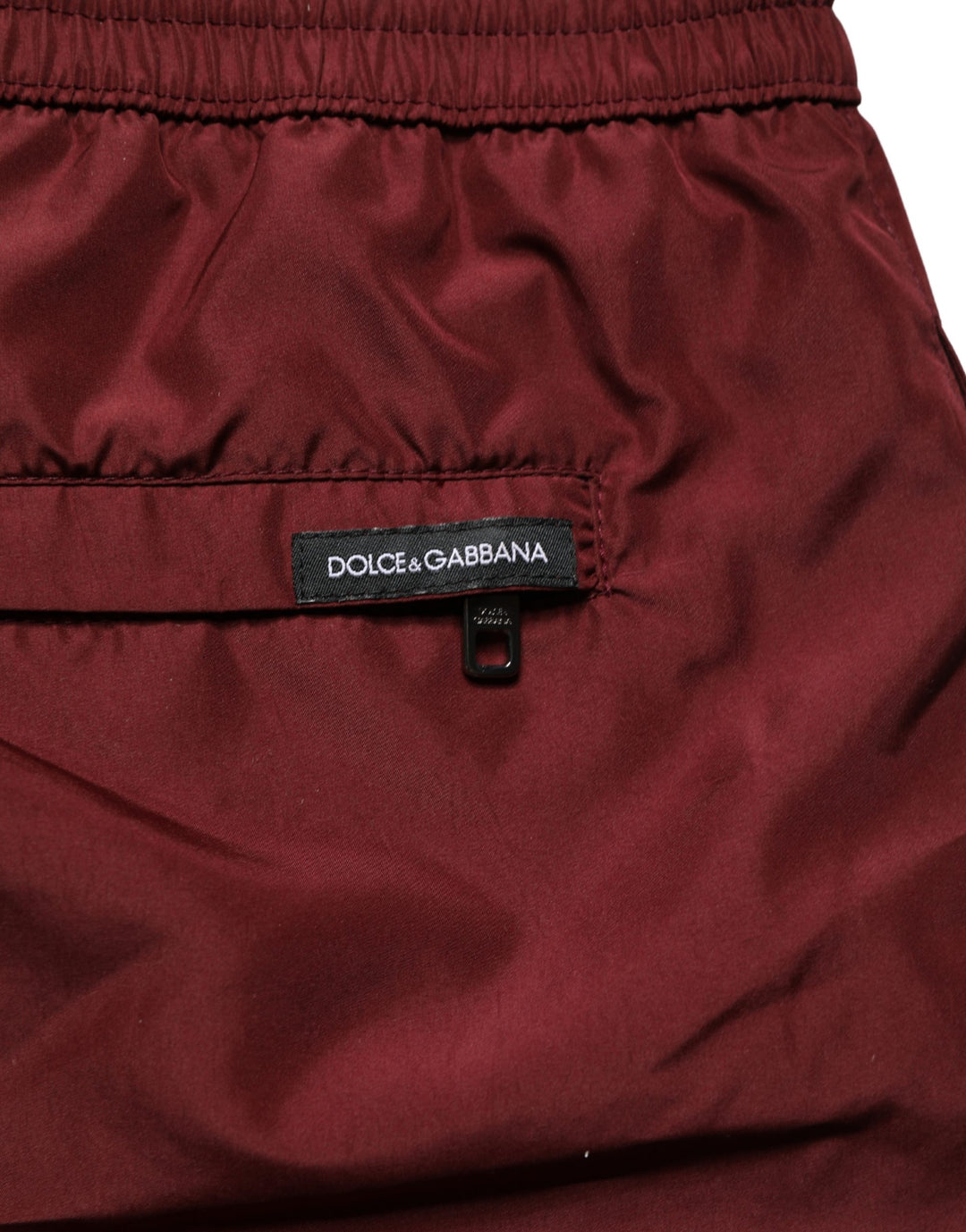 Dolce &amp; Gabbana Maroon Polyester Drawstring Shorts Swimwear