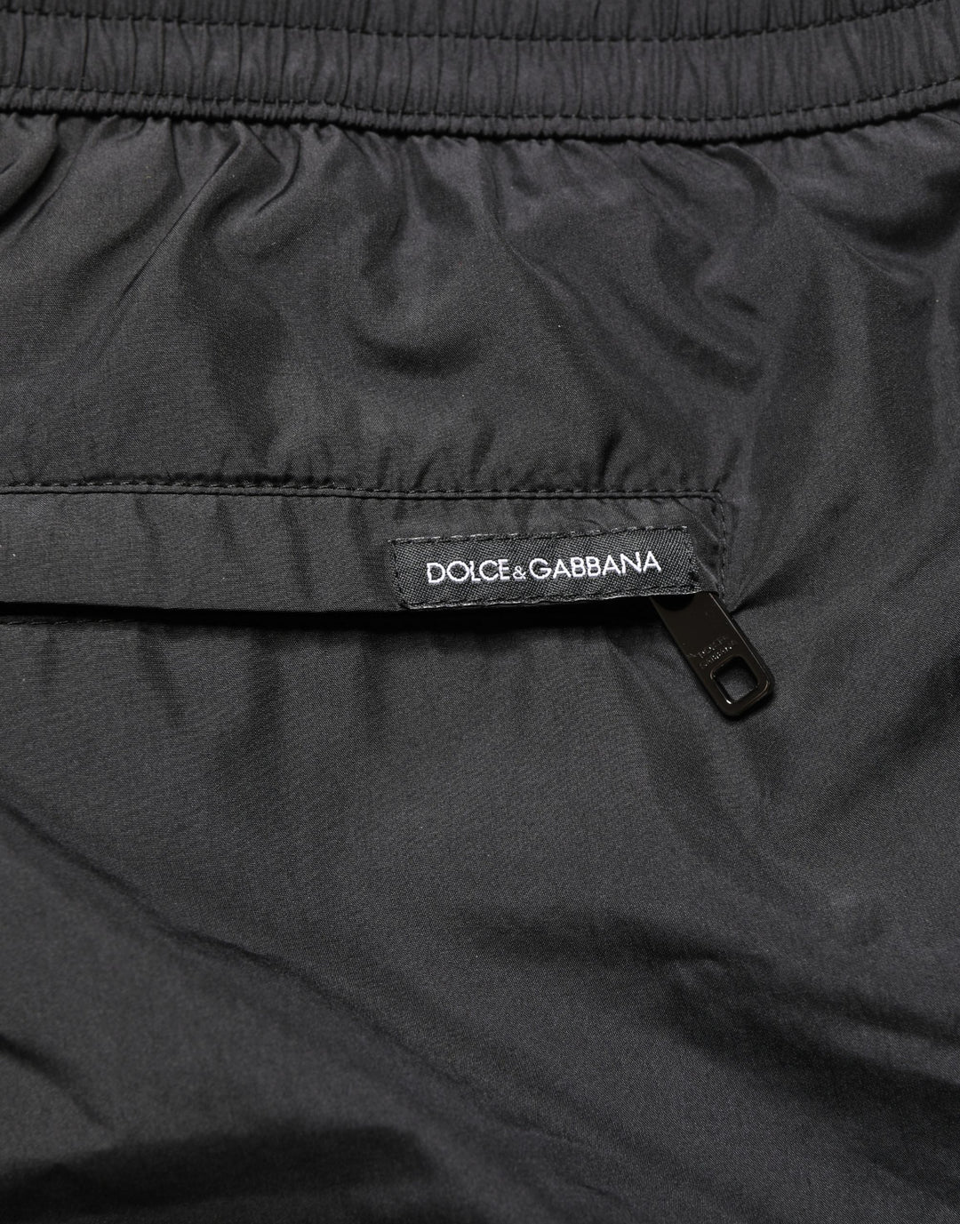 Dolce &amp; Gabbana Black Polyester Drawstring Men Shorts Swimwear