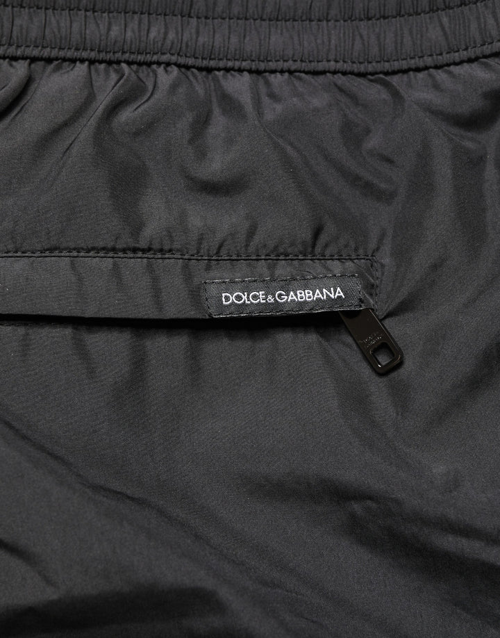 Dolce &amp; Gabbana Black Polyester Drawstring Men Shorts Swimwear