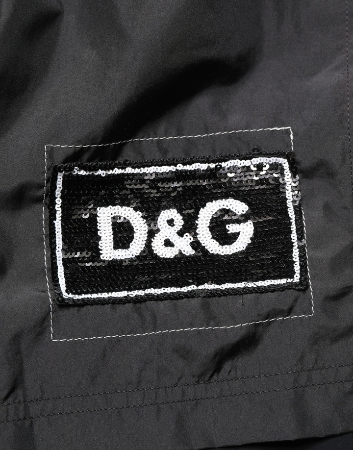 Dolce &amp; Gabbana Black Polyester Drawstring Men Shorts Swimwear