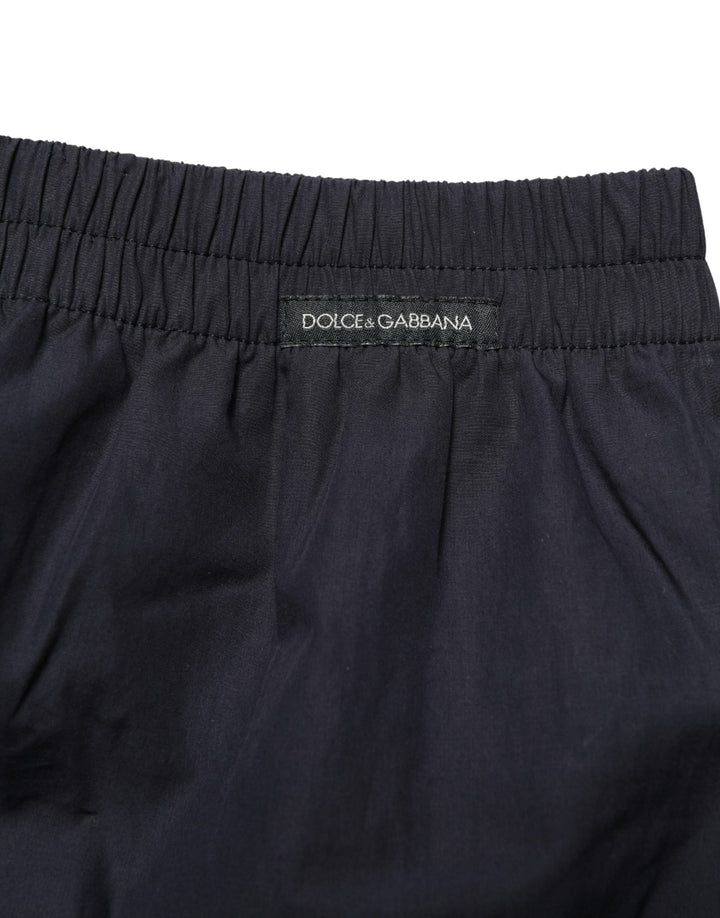 Dolce &amp; Gabbana Black Cotton Elastic Waist Swim Shorts Swimwear