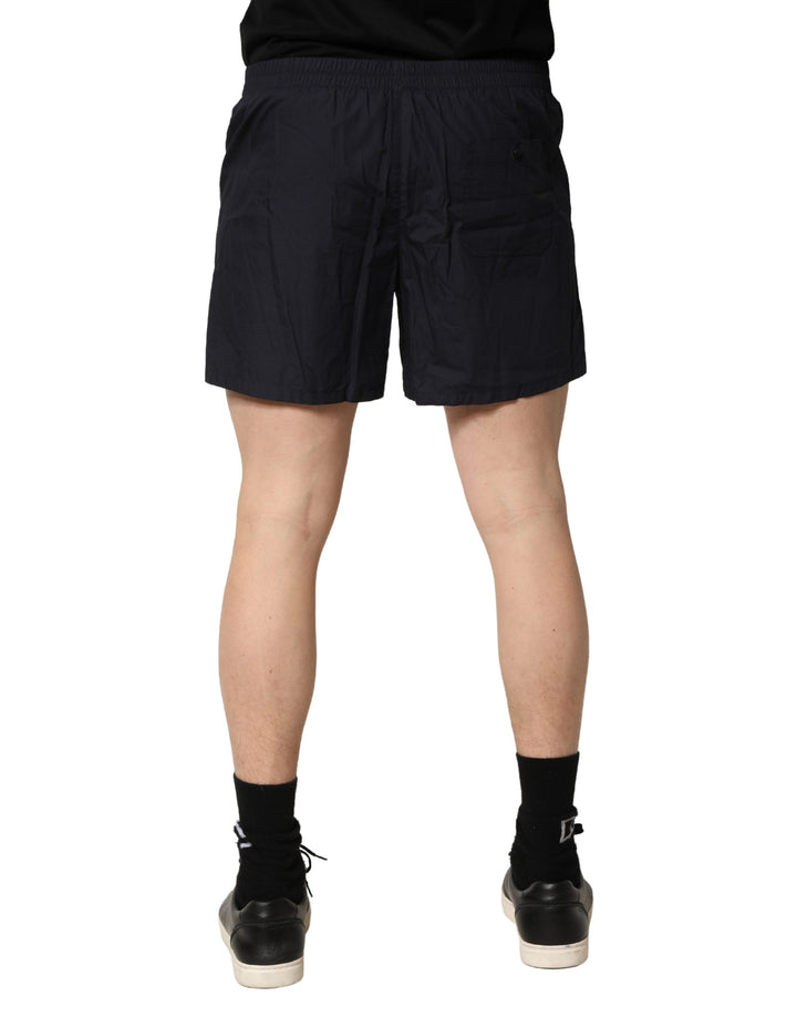 Dolce &amp; Gabbana Black Cotton Elastic Waist Swim Shorts Swimwear