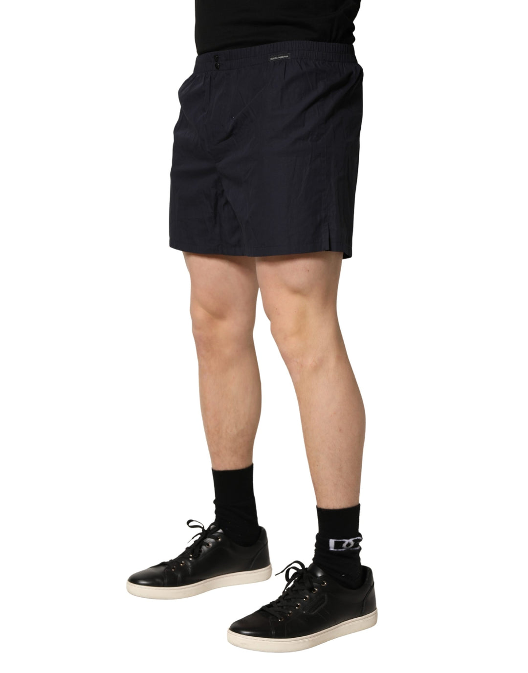 Dolce &amp; Gabbana Black Cotton Elastic Waist Swim Shorts Swimwear