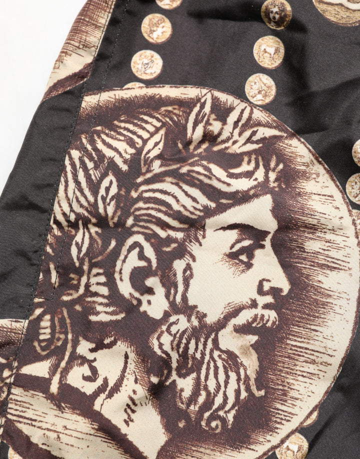 Dolce &amp; Gabbana Black Roman Coin Print Swim Shorts Swimwear