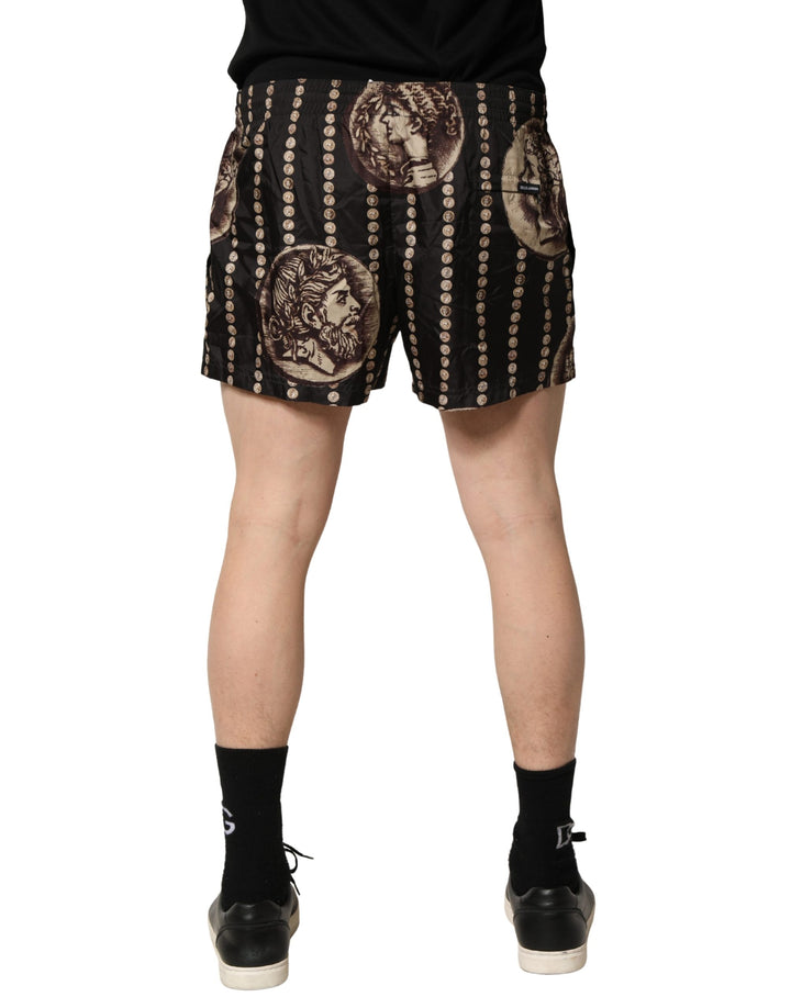 Dolce &amp; Gabbana Black Roman Coin Print Swim Shorts Swimwear