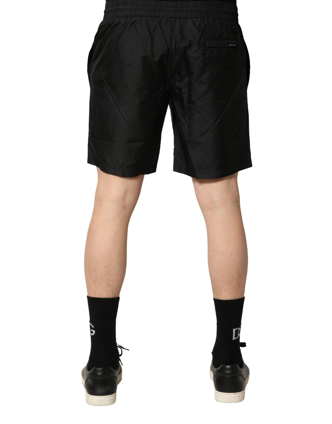 Dolce &amp; Gabbana Black Polyester Drawstring Men Shorts Swimwear