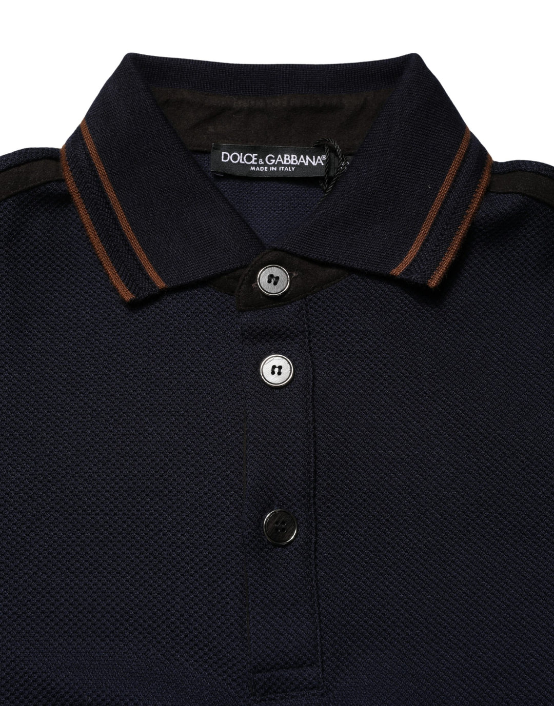 Dolce &amp; Gabbana Dark Blue Silk Short Sleeve Men Polo T-shirt