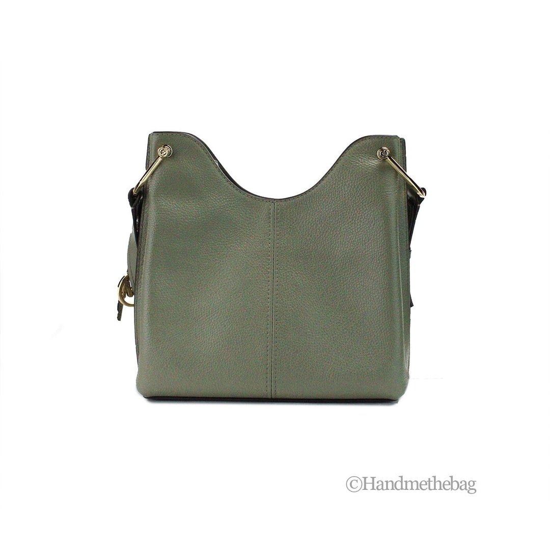 Michael Kors Joan Small Green Perforated Suede Leather Slouchy Messenger Handbag
