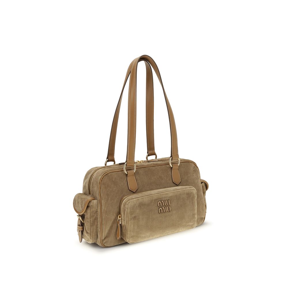 Miu - Beige Cotton Shoulder Bag