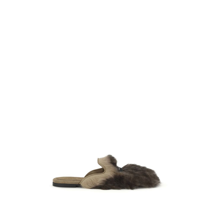 Dolce &amp; Gabbana Gray Lamb Ovis Aries Aries Mules