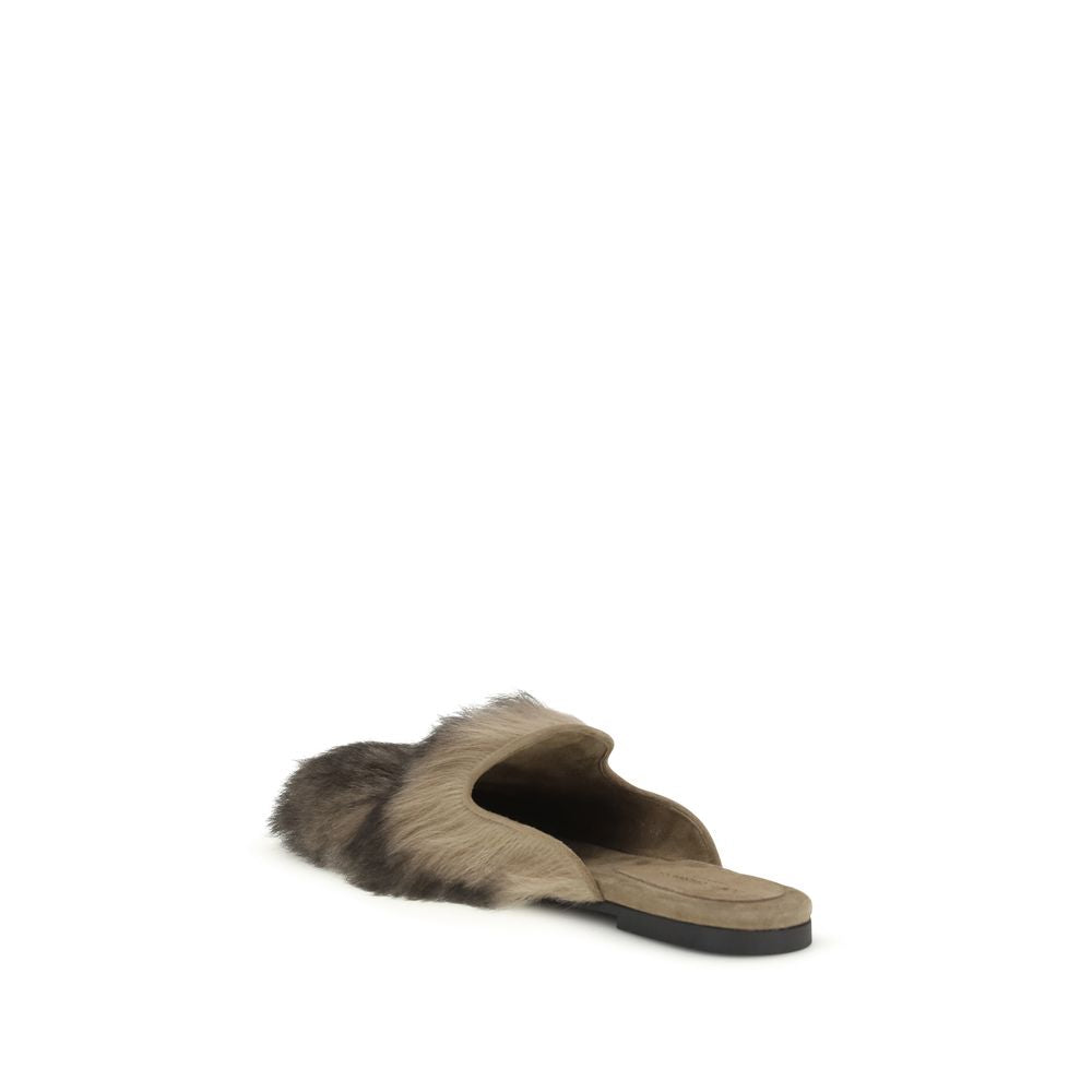 Dolce &amp; Gabbana Gray Lamb Ovis Aries Aries Mules