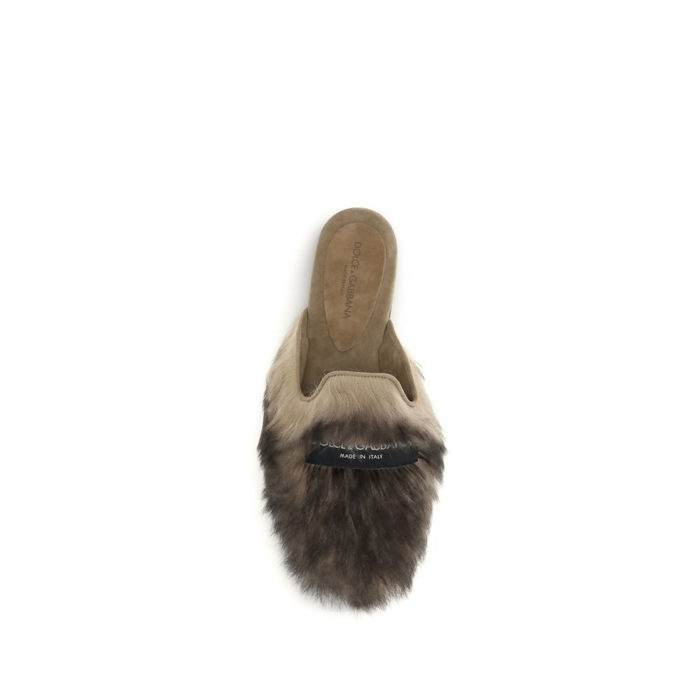 Dolce &amp; Gabbana Gray Lamb Ovis Aries Aries Mules