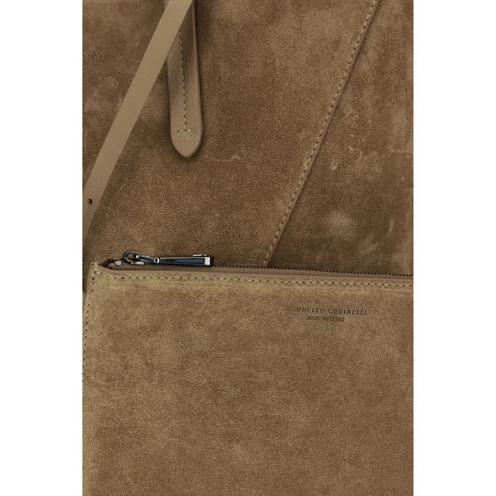 Brunello Cucinelli - Beige Calf Leather Bos Taurus Shoulder Bag