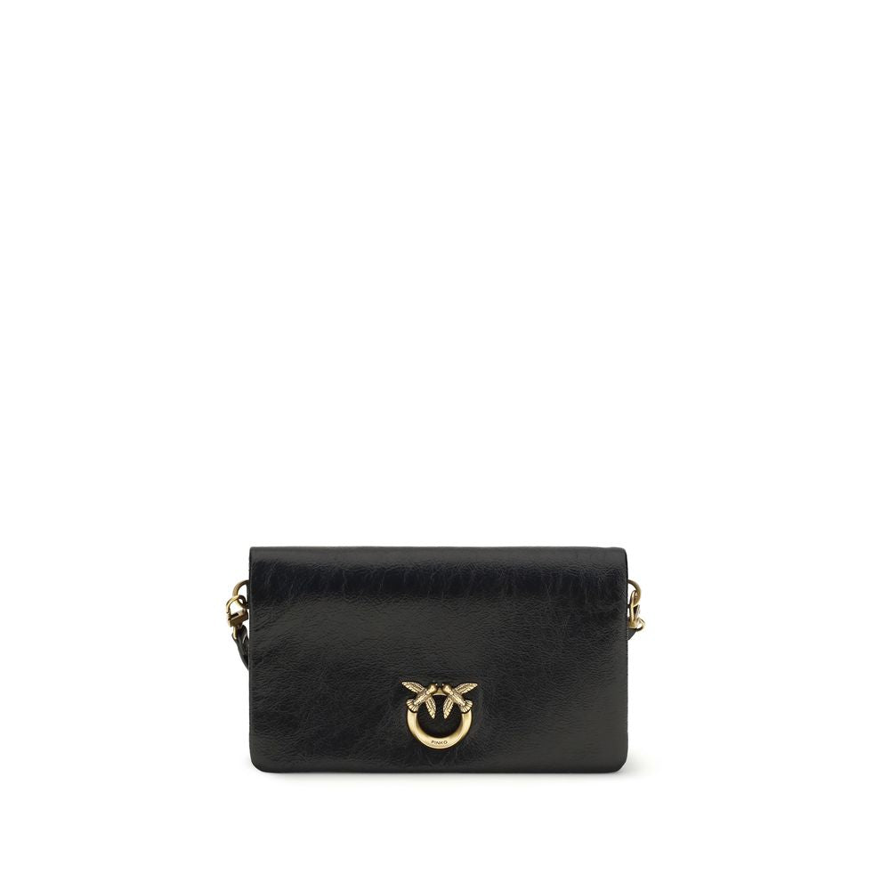 PINKO - Black Calf Leather Bos Taurus Shoulder Bag