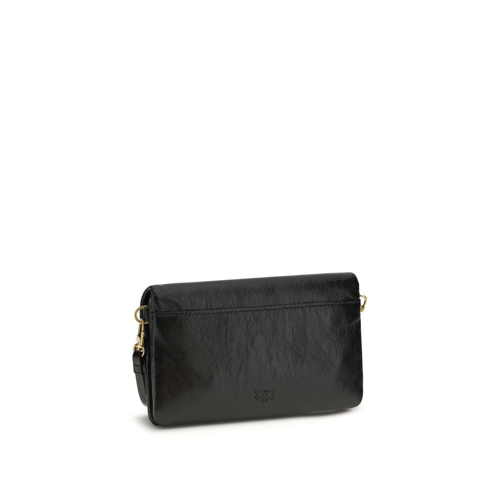 PINKO - Black Calf Leather Bos Taurus Shoulder Bag