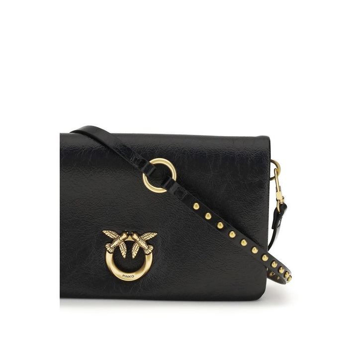 PINKO - Black Calf Leather Bos Taurus Shoulder Bag