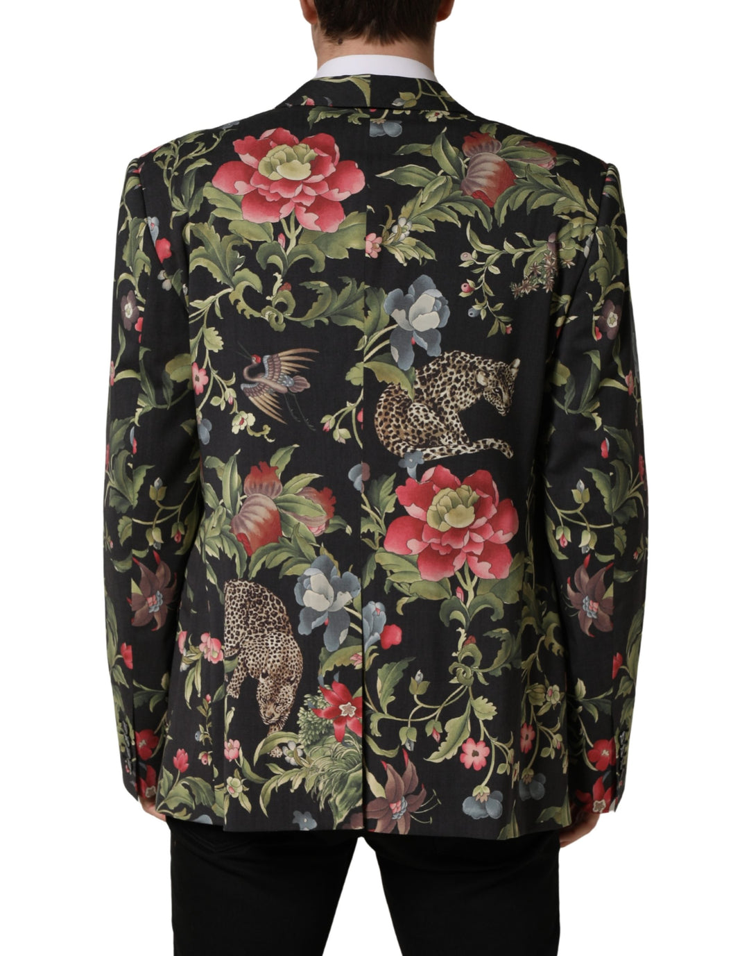 Dolce &amp; Gabbana Multicolor Floral Leopard 1 Button Men Suit Jacket
