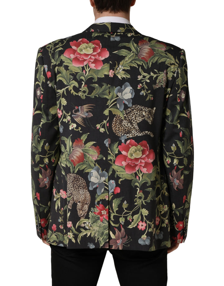 Dolce &amp; Gabbana Multicolor Floral Leopard 1 Button Men Suit Jacket