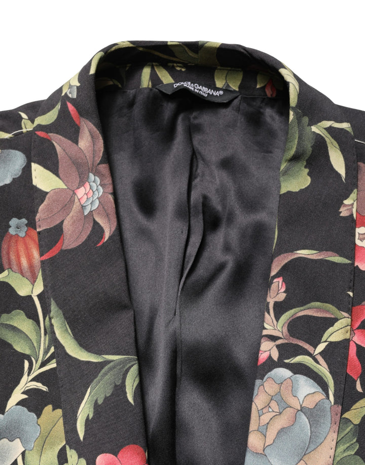 Dolce &amp; Gabbana Multicolor Floral Leopard 1 Button Men Suit Jacket