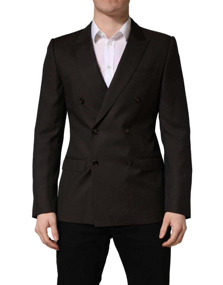 Dolce &amp; Gabbana Dark Violet Wool Double Breasted Suit Jacket