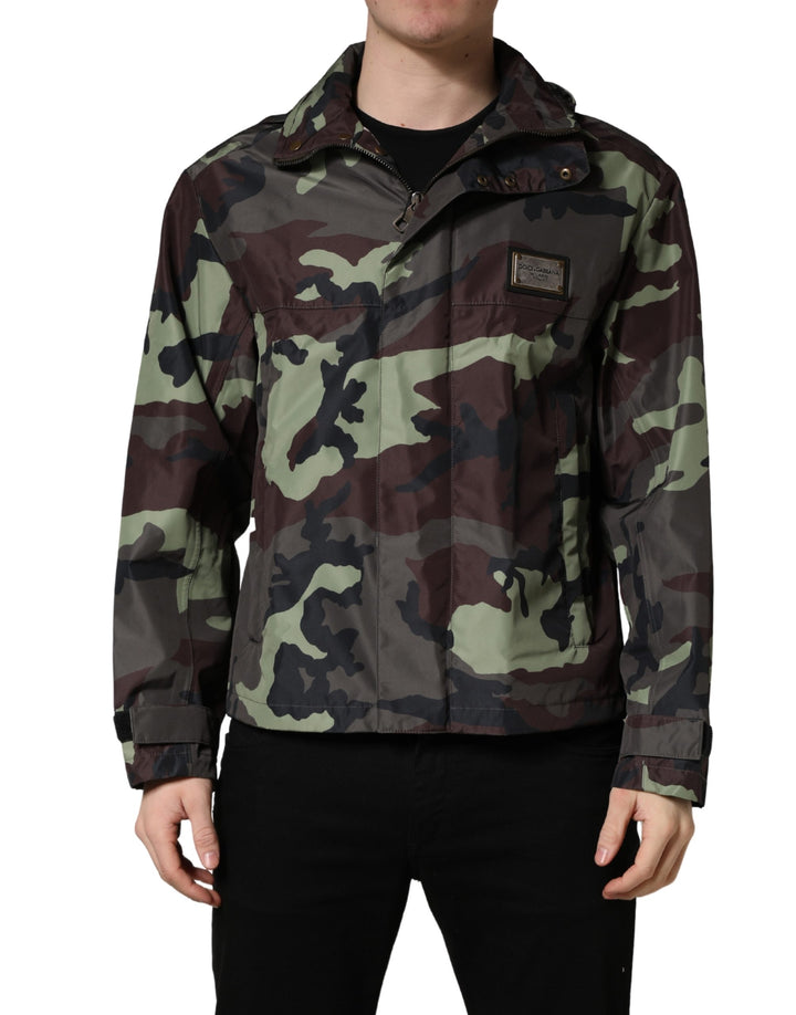 Dolce &amp; Gabbana Multicolor Camouflage Hooded Bomber Jacket