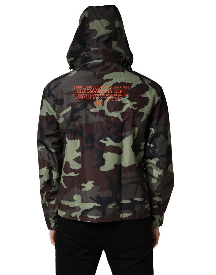 Dolce &amp; Gabbana Multicolor Camouflage Hooded Bomber Jacket