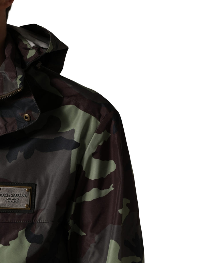 Dolce &amp; Gabbana Multicolor Camouflage Hooded Bomber Jacket