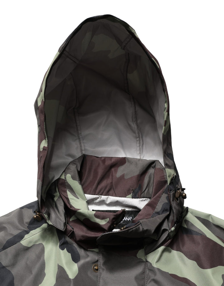Dolce &amp; Gabbana Multicolor Camouflage Hooded Bomber Jacket