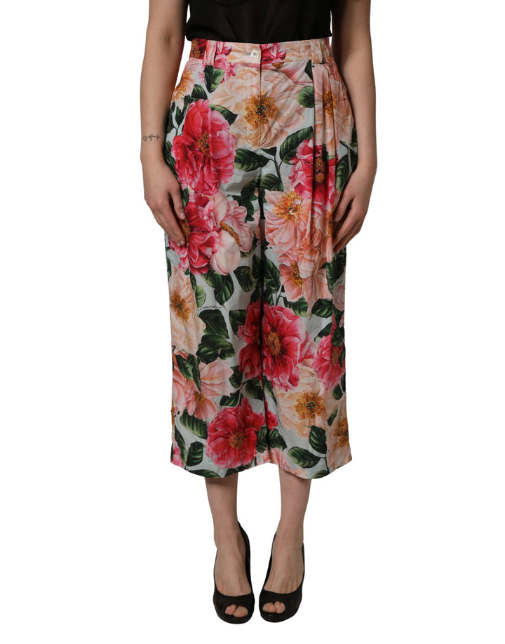 Dolce &amp; Gabbana Multicolor Floral High Waist Cropped Pants