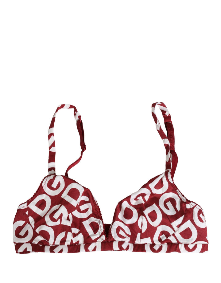 Dolce &amp; Gabbana Red Logo Monogram Cotton Soft Cup Bra Underwear
