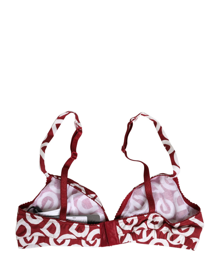 Dolce &amp; Gabbana Red Logo Monogram Cotton Soft Cup Bra Underwear