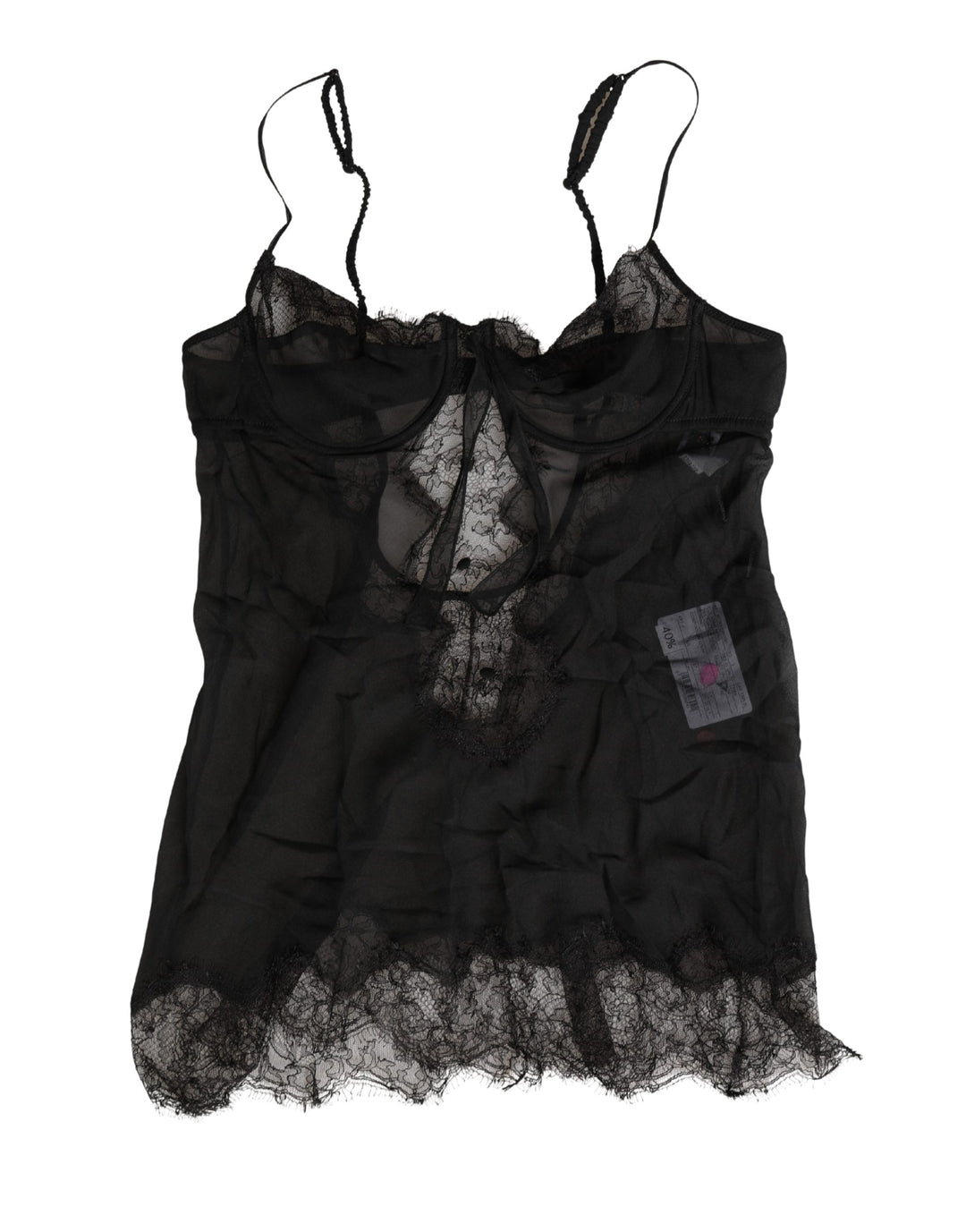 Dolce &amp; Gabbana Black Silk Lace Lingerie Chemise Top Underwear