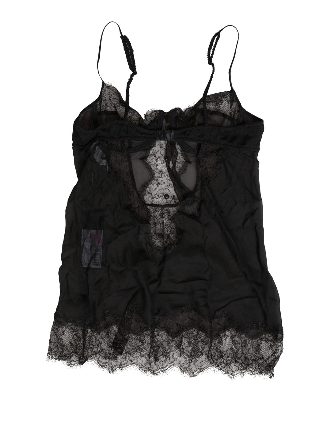 Dolce &amp; Gabbana Black Silk Lace Lingerie Chemise Top Underwear