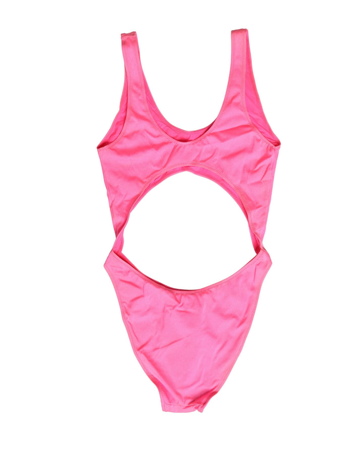 Dolce &amp; Gabbana Pink Cut-Out High Leg One Piece Swimsuit Swimwear