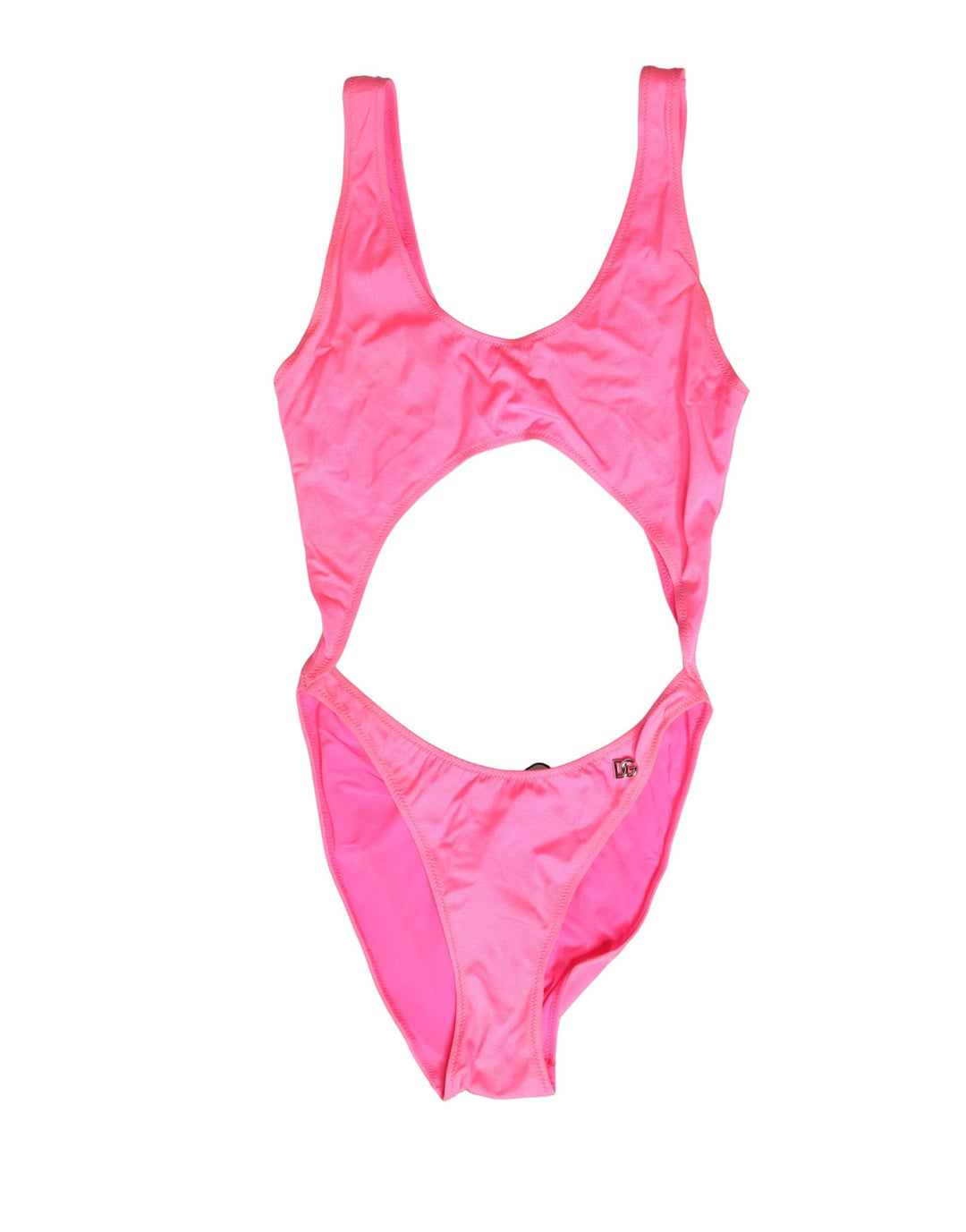Dolce &amp; Gabbana Pink Cut-Out High Leg One Piece Swimsuit Swimwear