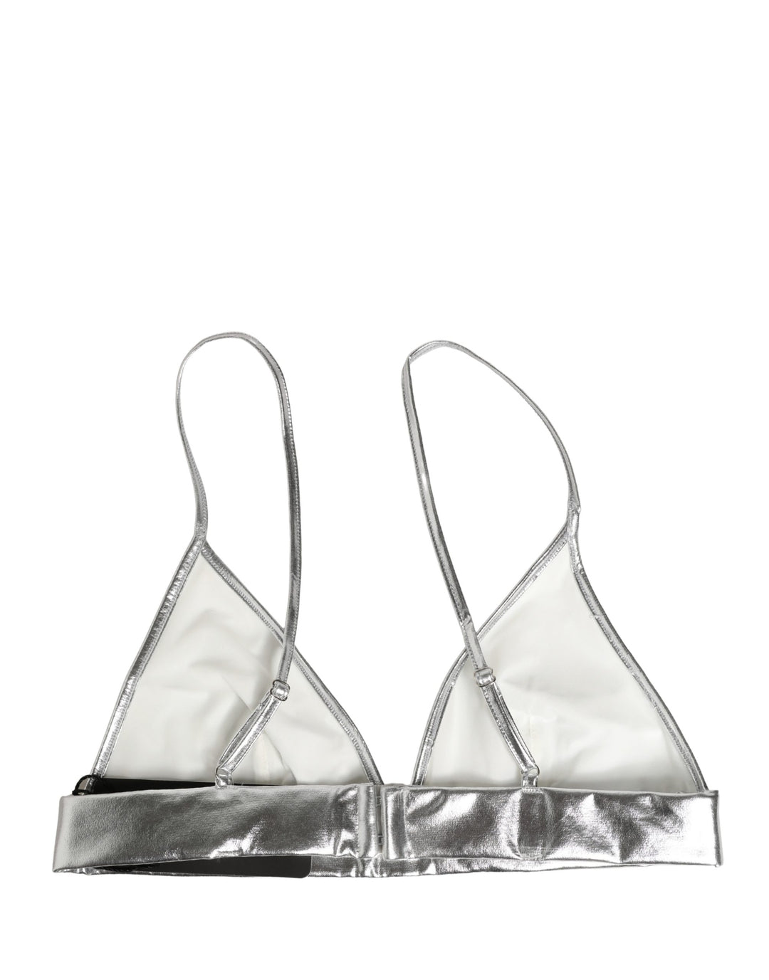 Dolce &amp; Gabbana Metallic Silver Sleeveless Bustier Cropped Top