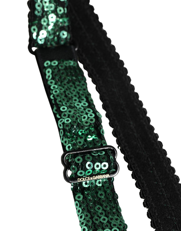 Dolce &amp; Gabbana Green Sequined Nyon Balconnet Bra Underwear