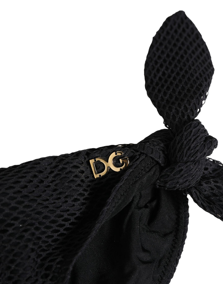 Dolce &amp; Gabbana Swimwear Black Side-Tie Bikini Bottom DG Logo
