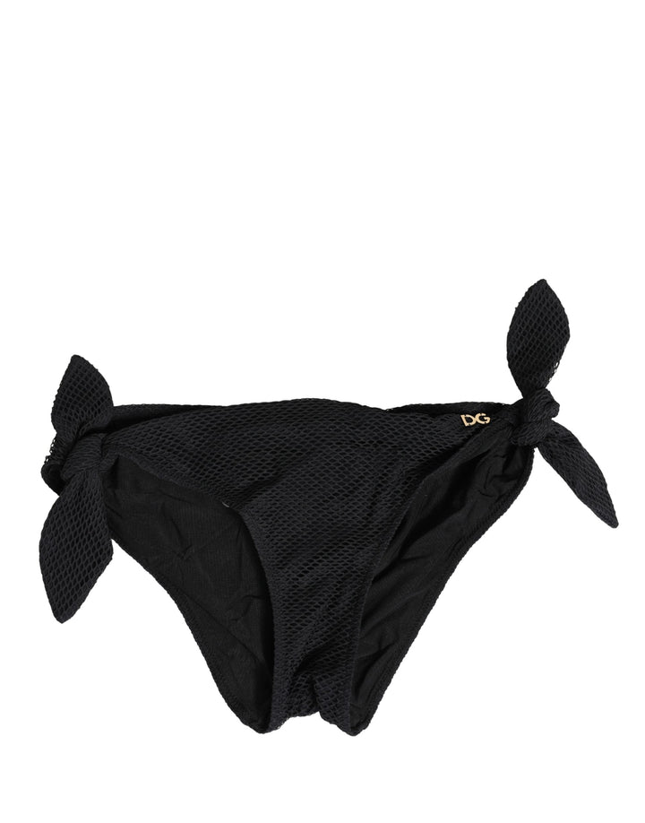 Dolce &amp; Gabbana Swimwear Black Side-Tie Bikini Bottom DG Logo
