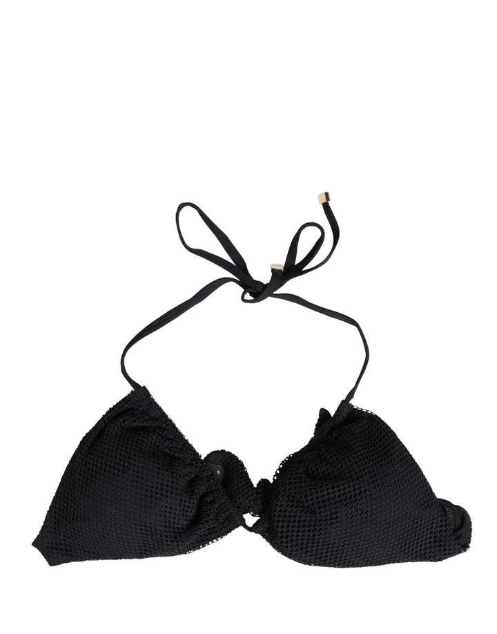 Dolce &amp; Gabbana Black Padded Triangle Halter Bikini Top Swimwear