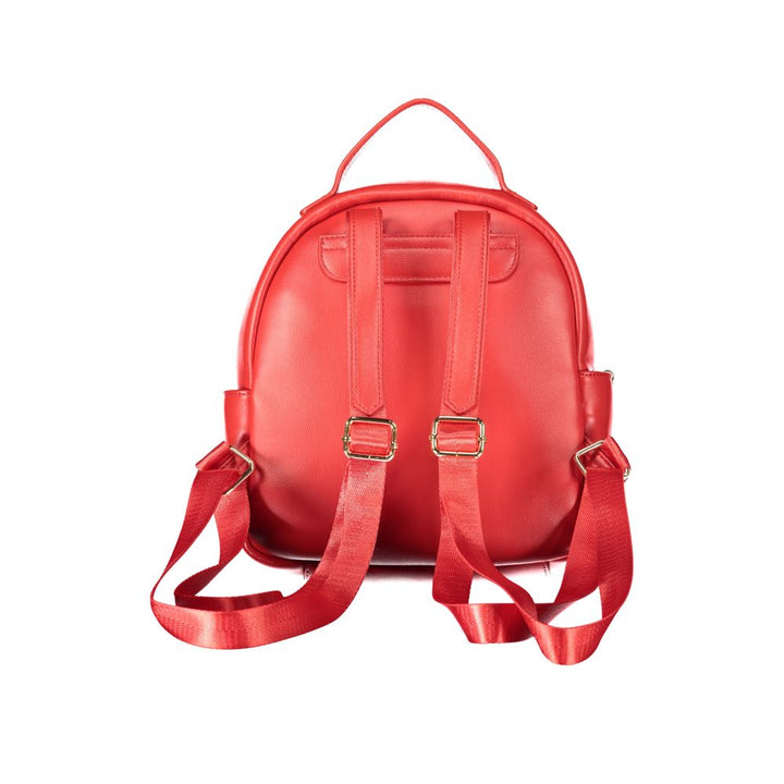 Mario Valentino - Rosso Polyurethane Women’s Backpack with External Pockets
