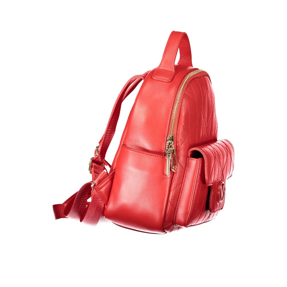 Mario Valentino - Rosso Polyurethane Women’s Backpack with External Pockets