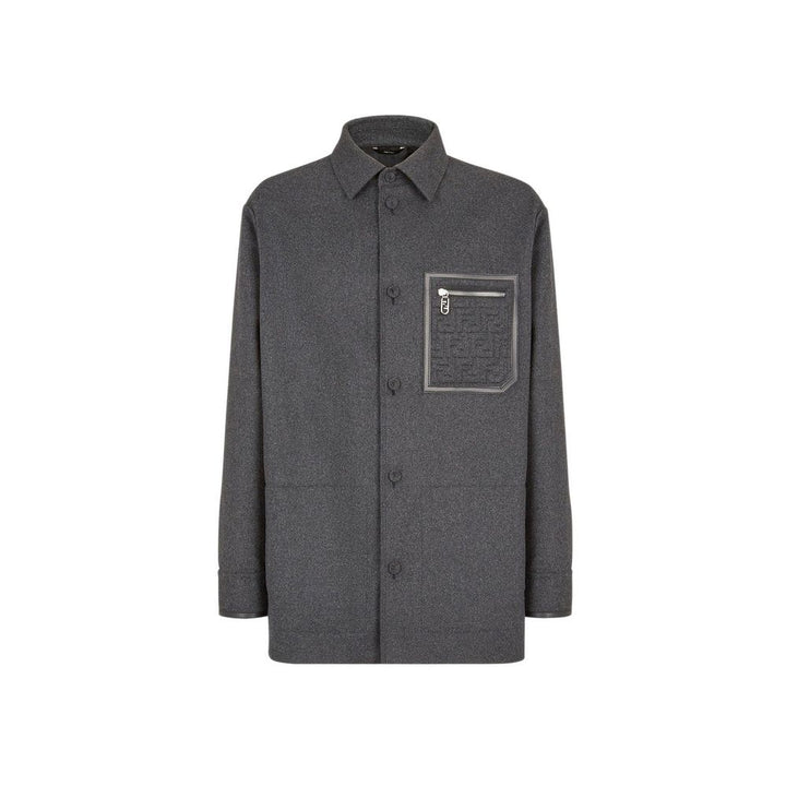 Fendi Gray Cashmere Full-Length Jacket
