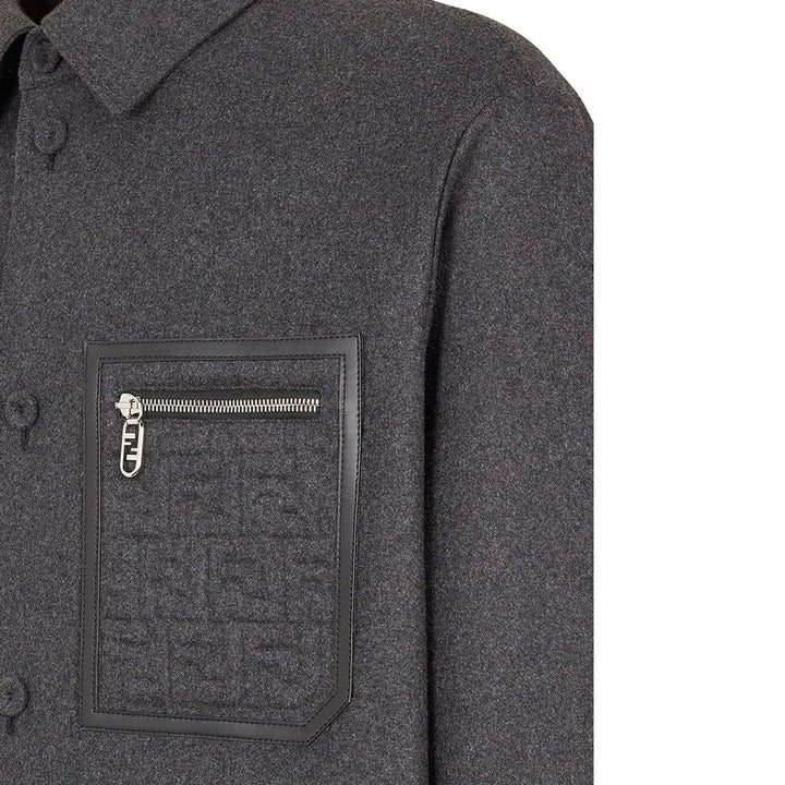 Fendi Gray Cashmere Full-Length Jacket