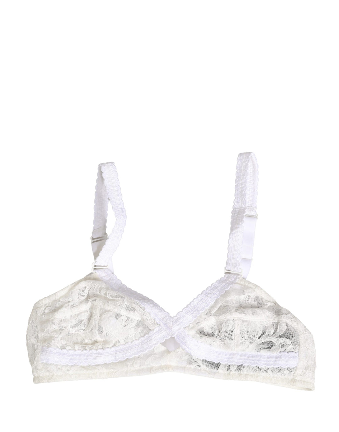 Dolce &amp; Gabbana White Cotton Lace Wireless Soft Cup Bra Underwear