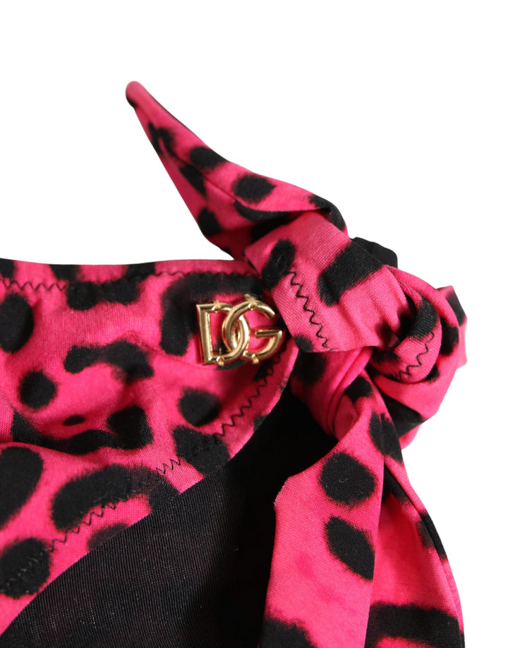 Dolce &amp; Gabbana Pink Leopard Print Bikini Bottom Beachwear Swimwear